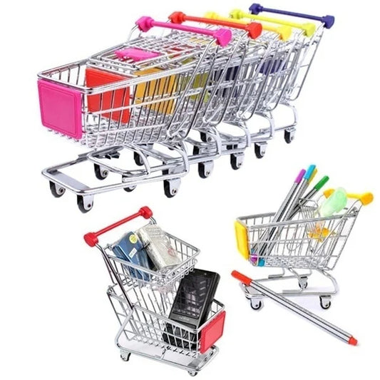 1:48 Mini Supermarket Shopping Cart | Metal Desktop Toy & Home Décor Miniature