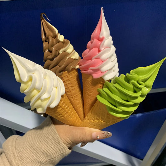 Realistic Faux Ice Cream Cone – Simulation Waffle Cone Prop for Display, Decor & Content Creation